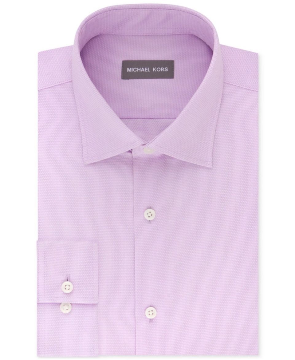 Matte Michael Kors Men's Regular Fit Airsoft Solid Dress Shirt, Pink, 18 34/35