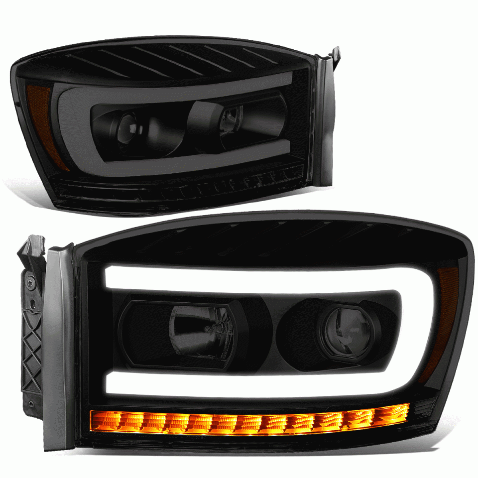 Kitchen LED DRL+Sequential Signal 06-09 Ram Truck Pair Projector Headlight Lamps
