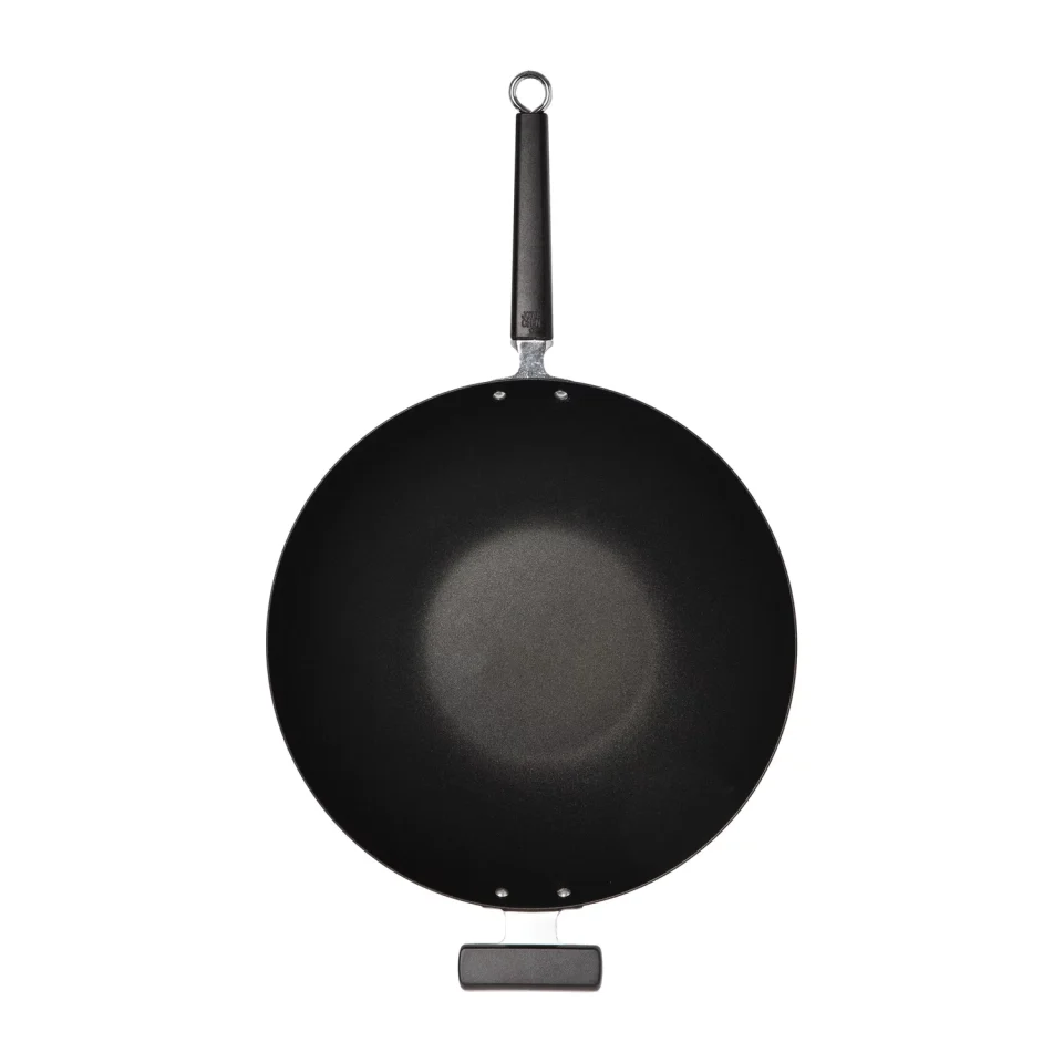 Matte Joyce Chen Professional Series 12-Inch Carbon Steel Excalibur Nonstick Stir Fry Pan with Phenolic Handle
