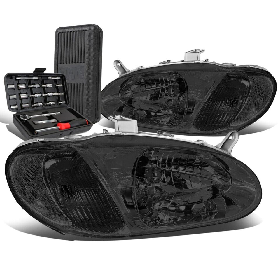 Versatile 1998-2001 Sephia Pair Smoked Housing Clear Side Headlight Headlamp+Tool Box