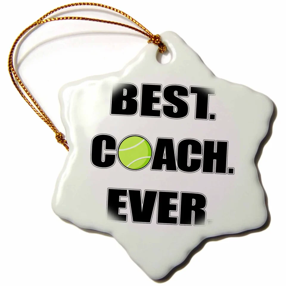 Dining Gift-Ready 3dRose Tennis - Best. Coach. Ever., Snowflake Ornament, Porcelain, 3-inch