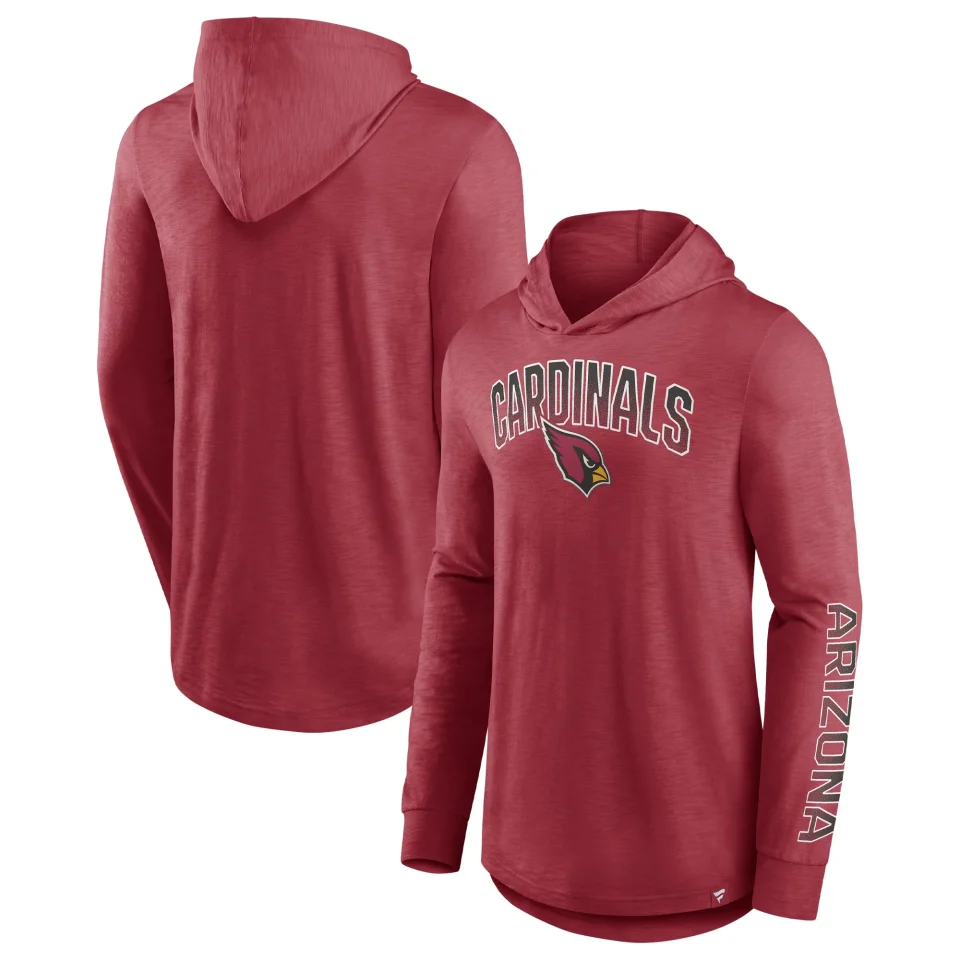 Stainless Steel Men's Fanatics Branded Cardinal Arizona Cardinals Front Runner Long Sleeve Hooded T-Shirt
