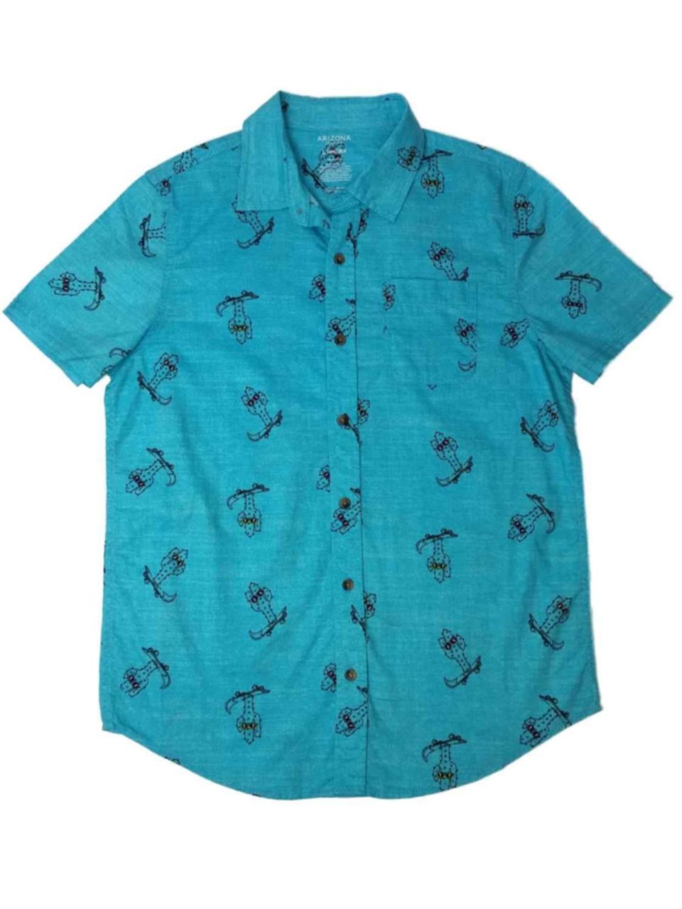 Durable Boys Blue Button Front Skateboard Cactus Shirt Southwest Small Husky (8)
