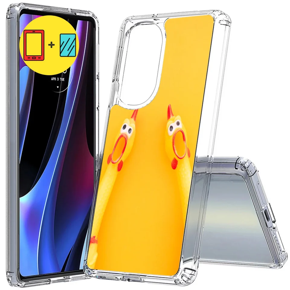 Ultimate Thickened TalkingCase Personalize Custom Phone Case Cover for Motorola Edge Plus 5G UW 2022/ Edge+ 2022/ Edge 30 Pro,Glass Screen Protector Incl, DIY, Prank Gift, Light Weight, Flexible,USA