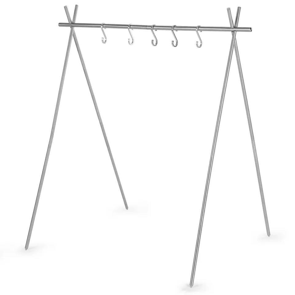 Supreme Cleaning Tomshoo Portable Collapsible Stainless Steel Camping Hanging Rack for Pot Clothes Hanger