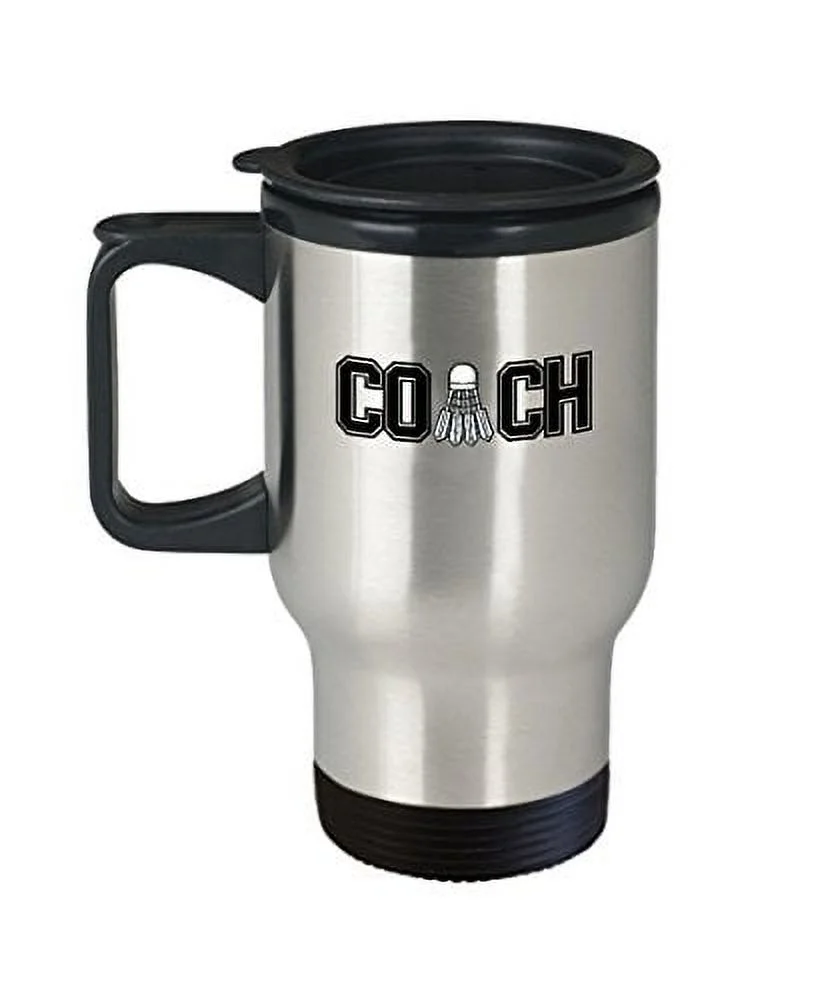 Baking Badminton Thermo Mug - Sport Coach Gifts - 14 oz Stainless Steel Travel Coffee Cup
