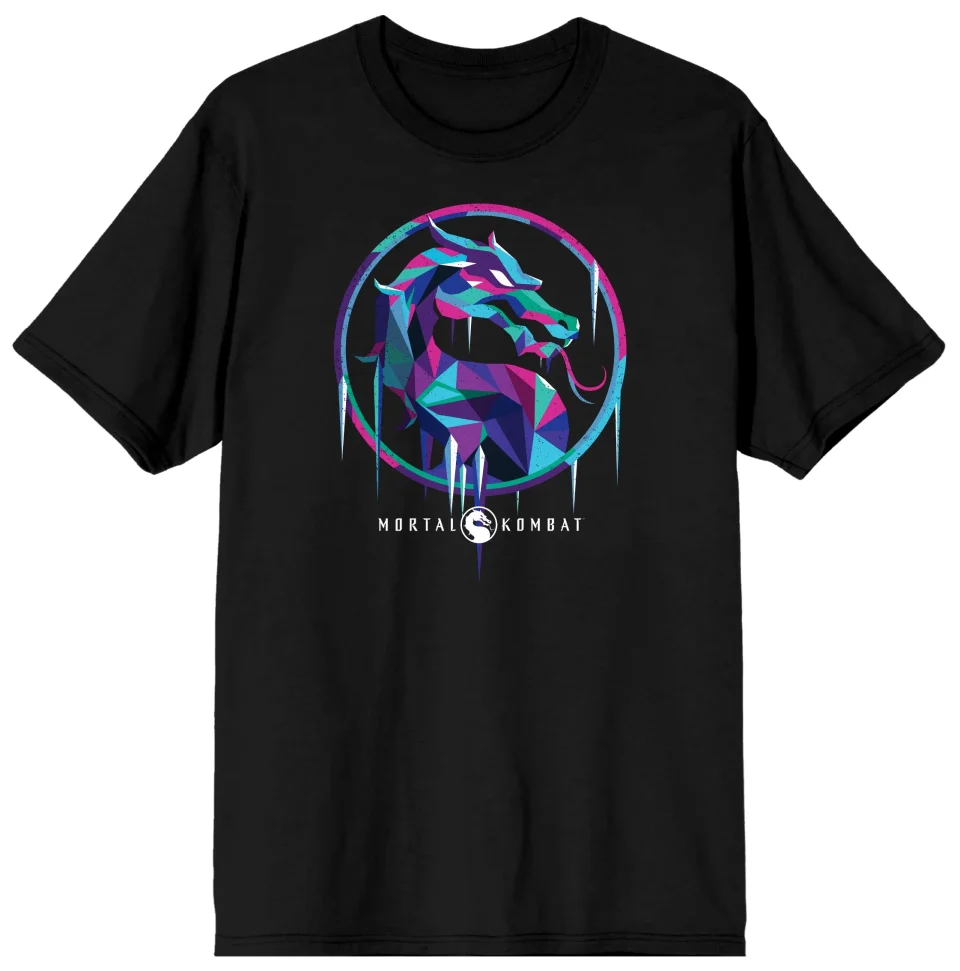 Home Mens Mortal Kombat Logo Sub Zero Black Short Sleeve Shirt-XL