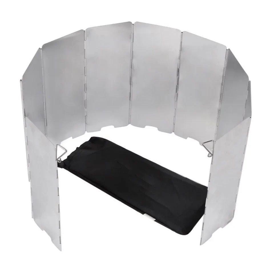 Best-Selling moobody Windscreen for Camping Cooker Stove, Aluminum Folding Stove Windshield with 10 Plates and Storage Bag