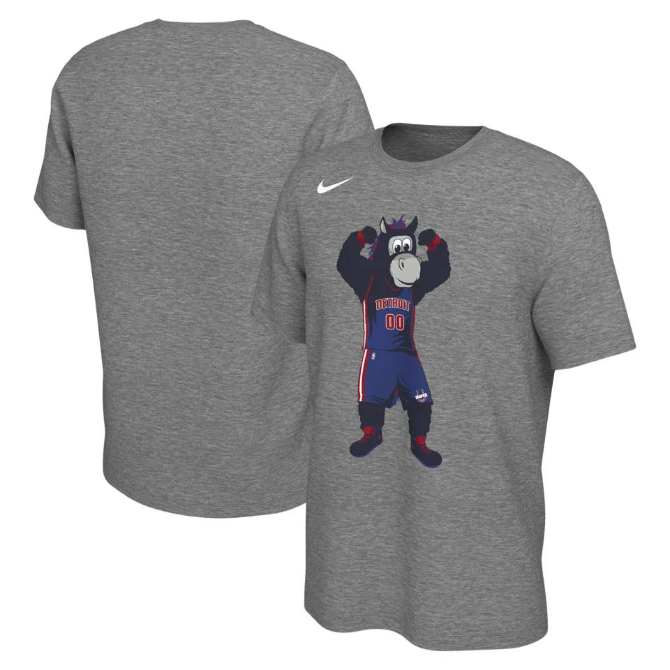 Space-Saving Portable Unisex Nike Heather Charcoal Detroit Pistons Team Mascot T-Shirt