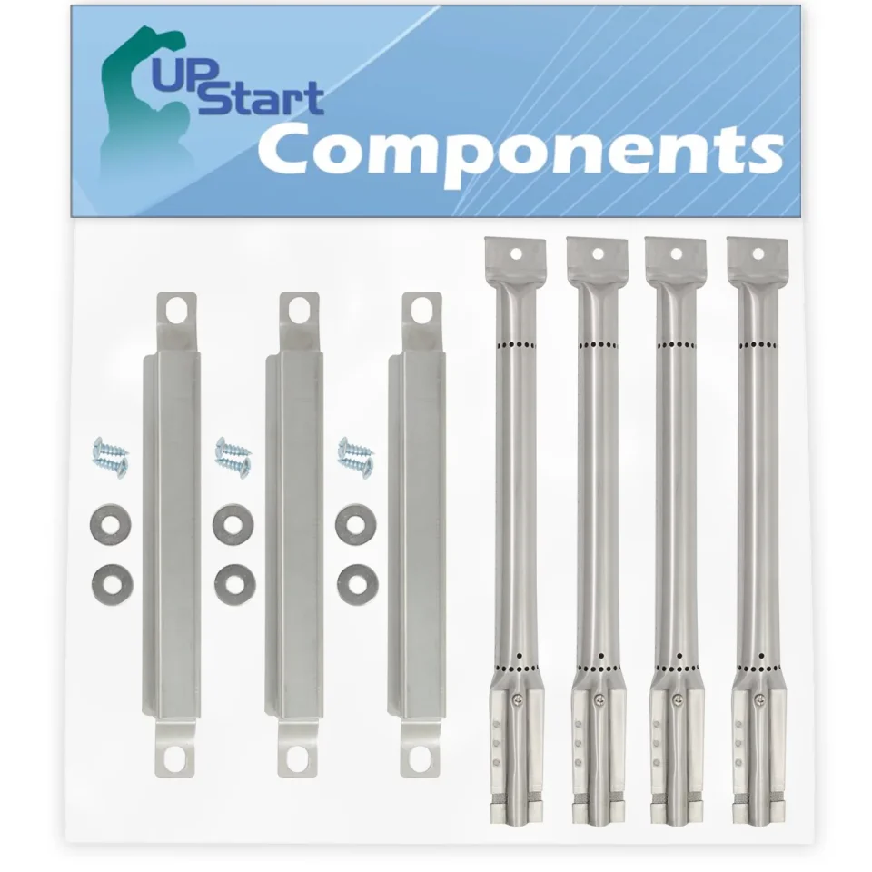 Matte Best-Selling 3 BBQ Grill Burner Crossover Tube & 4 Tube Burner Replacement Parts for Master Chef 199-4759-0 - Compatible Barbeque Carry Over Channel Tube & Pipe Burners