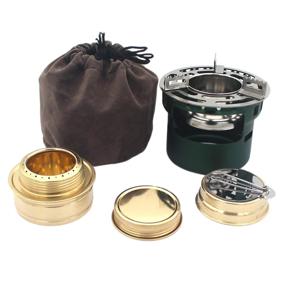 Essential koolsoo Alcohol Spirit Burner Metal Portable Alcohol Rack Camping Furnace for Camping Outdoor Picnic Travel Cooking green