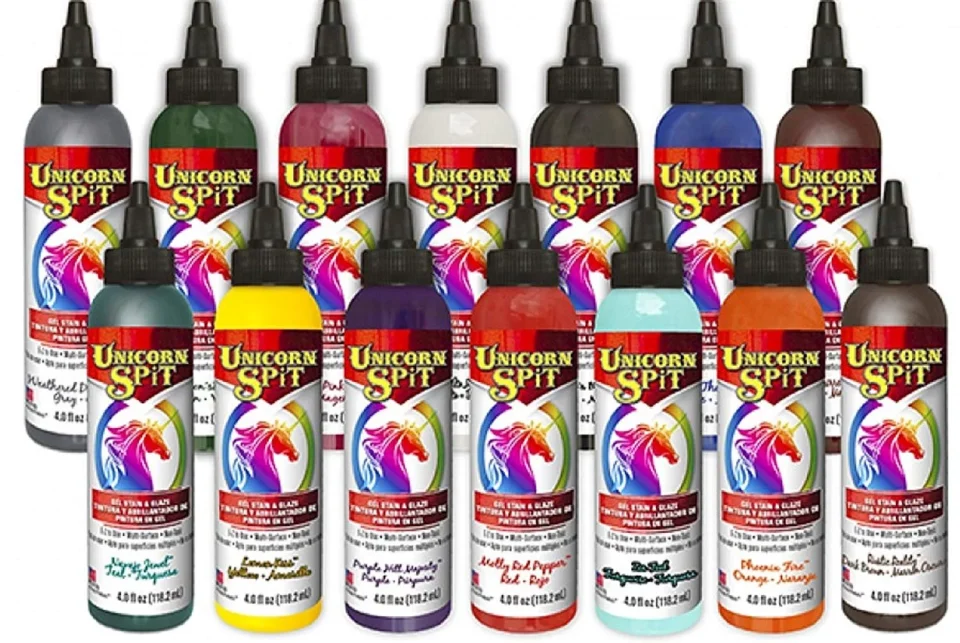 Lightweight Unicorn SPiT Gel Stain & Glaze in One - 14 COMPLETE Paint Collection- 4oz - Includes New Colors