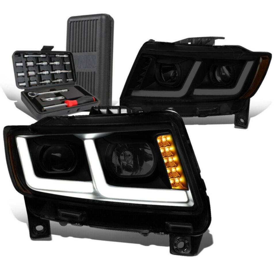 Select Polished 2011-2013 Grand Cherokee LED Tube Projector Headlight+Tool Box Tinted/Amber