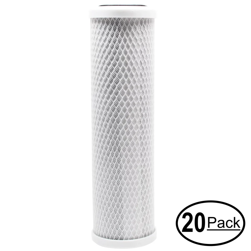 Food-Grade Healthy 20-Pack Replacement for PurePro Super380-Direct Flow Activated Carbon Block Filter - Universal 10 inch Filter for PurePro Direct Flow RO System - Denali Pure Brand