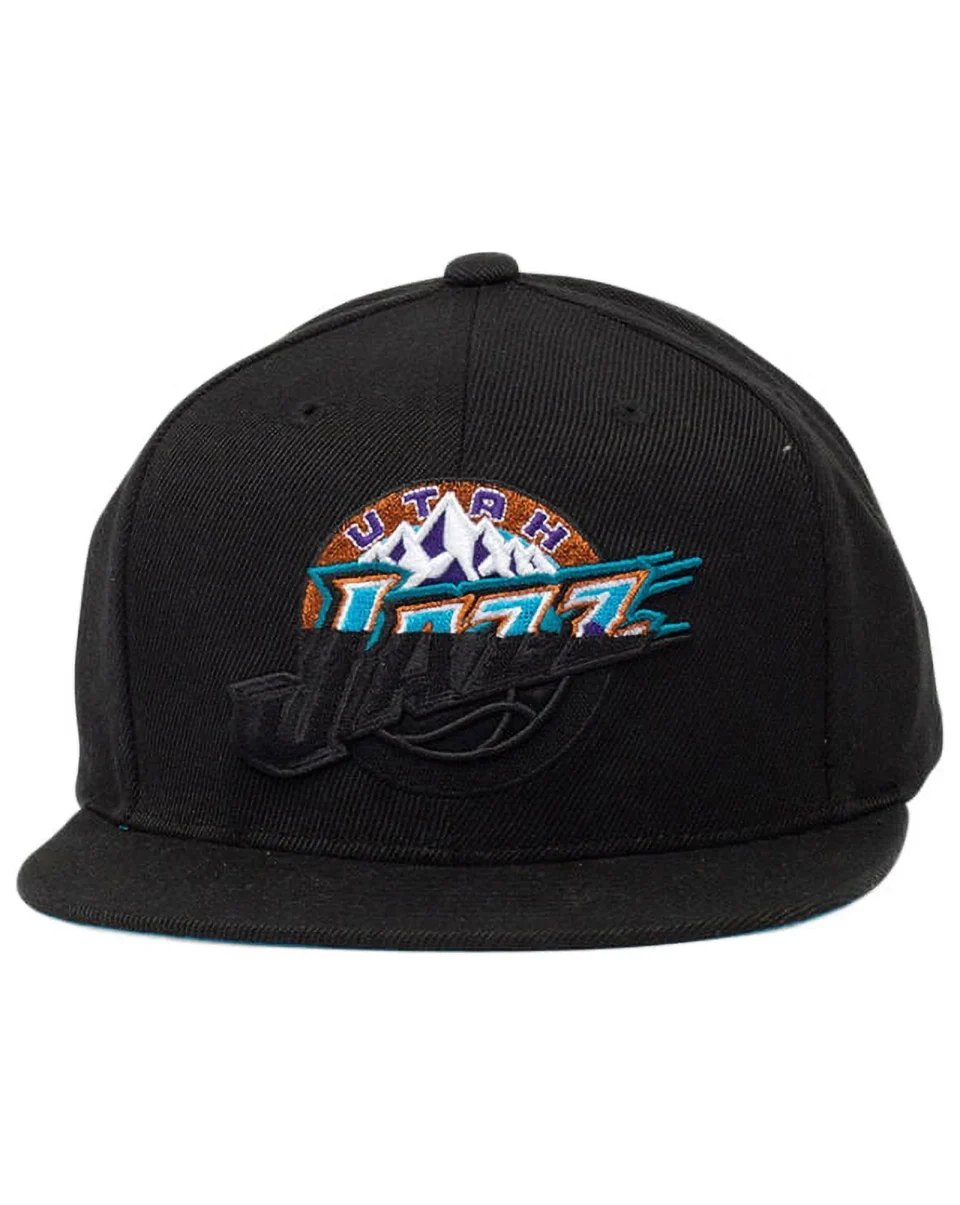 Eco-Friendly Baking Men's Mitchell & Ness Black/Teal NBA Utah Jazz Black Dip Down Snapback - OSFA