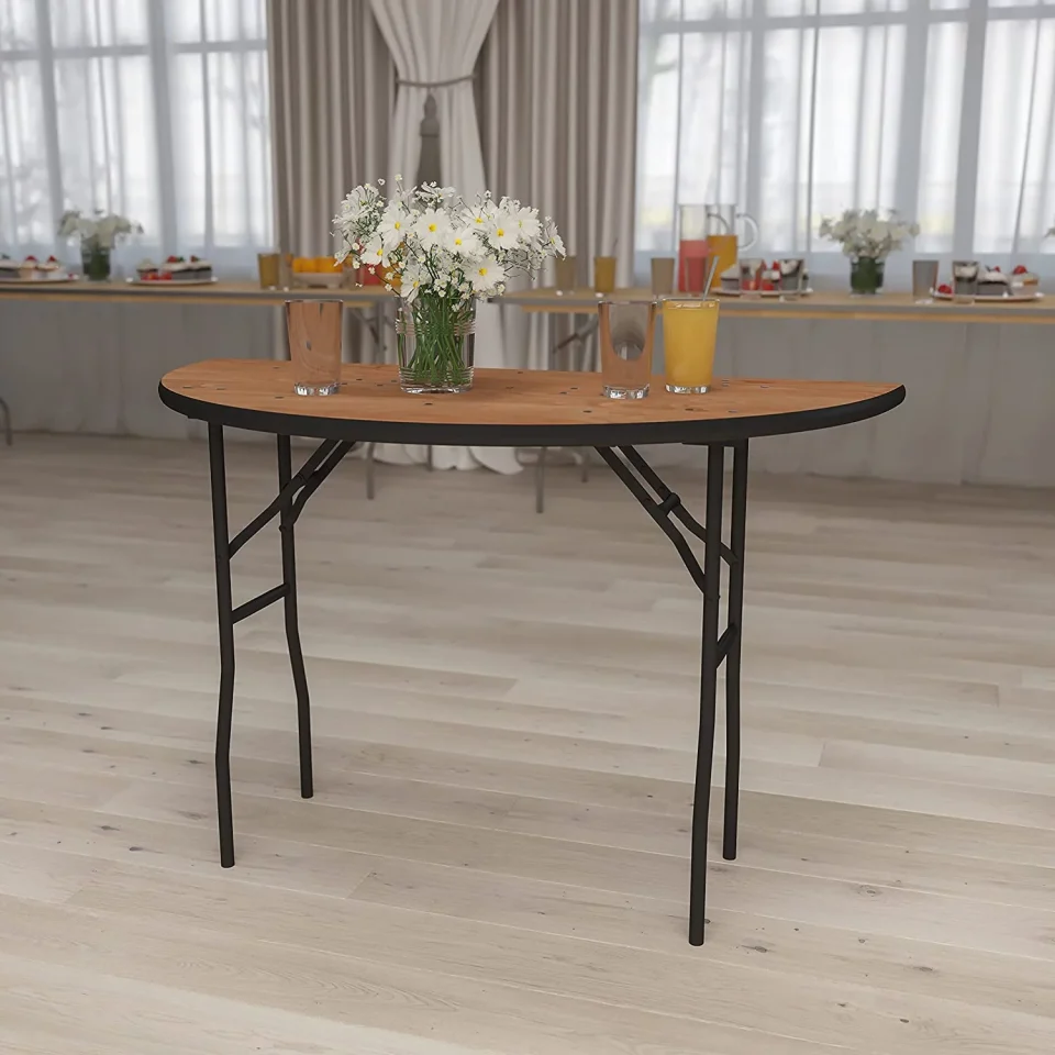 Polished 4-Foot Half-Round Wood Folding Banquet Table - Event & Catering Table