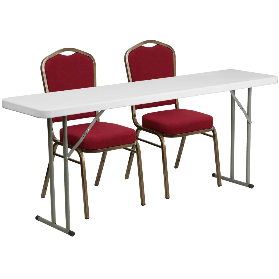 Cooking Leak-Proof Flash Furniture 6-Foot Plastic Folding Training Table Set with 2 Crown Back Stack Chairs