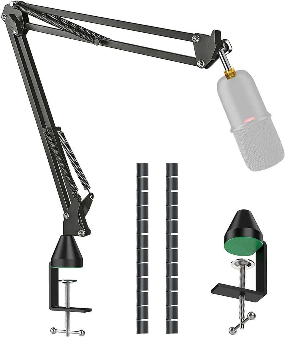 Prime Popular Mic Stand for HyperX Solocast, Upgraded Boom Arm stand with Pyramid Base and Cable Sleeve