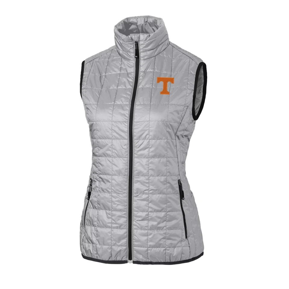 Stainless Steel Space-Saving Women's Cutter & Buck Gray Tennessee Volunteers Rainier PrimaLoft Eco Full-Zip Vest