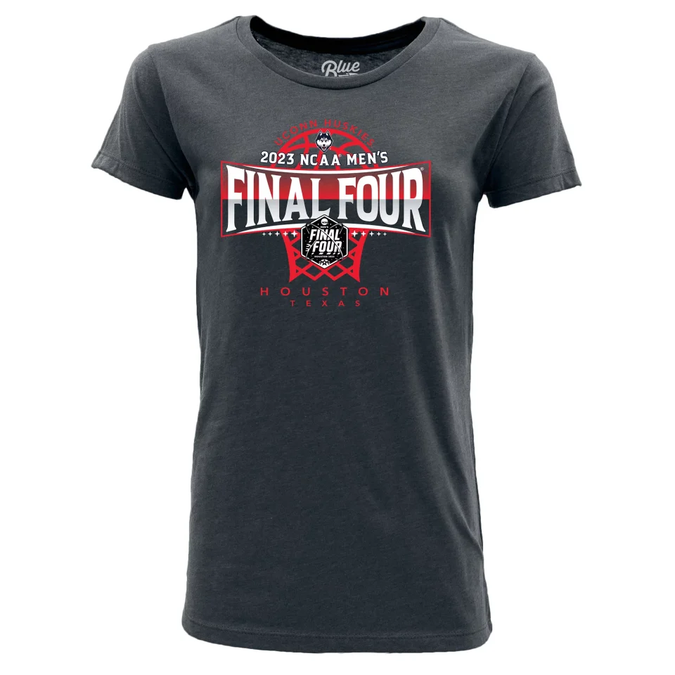 Polished Women's Blue 84 Navy UConn Huskies 2023 NCAA Men's Basketball Tournament March Madness Final Four T-Shirt