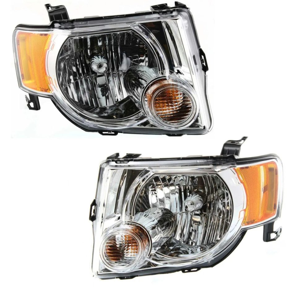 Popular Headlight Set For 2008-2012 Ford Escape Left and Right Chrome Housing CAPA 2Pc