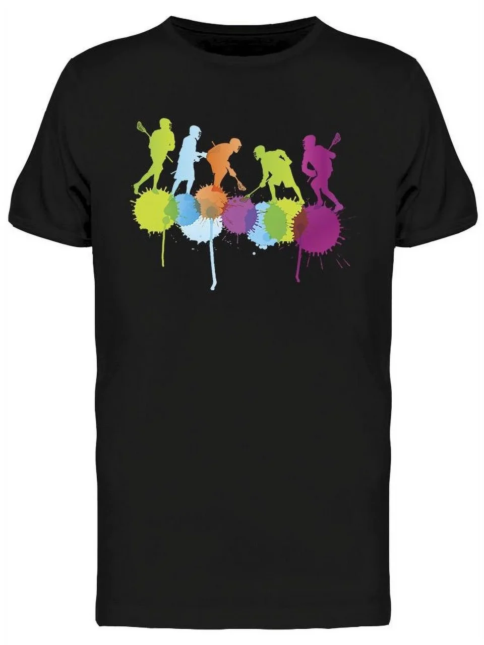 Popular Gift-Ready Colored Lacrosse Players Graphic T-Shirt Men -Image by Shutterstock, Male Medium