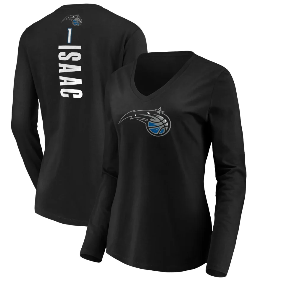 Food-Grade Baking Women's Fanatics Branded Jonathan Isaac Black Orlando Magic Playmaker Name & Number Long Sleeve V-Neck T-Shirt