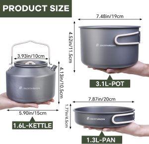 Baking Upgraded Dinithron 22-Piece Camping Cookware Set. Lightweight Non-Stick camping cooking set. Includes Large Pot. 1.6L Kettle