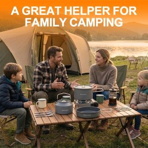 Baking Upgraded Dinithron 22-Piece Camping Cookware Set. Lightweight Non-Stick camping cooking set. Includes Large Pot. 1.6L Kettle