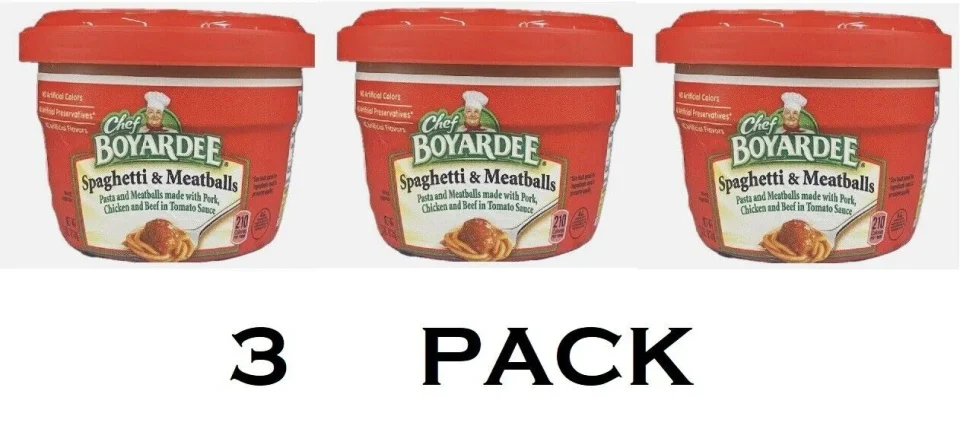Thickened Space-Saving 3x Spaghetti & Meatballs Microwave Pasta 7.5 Oz - 3 PACK