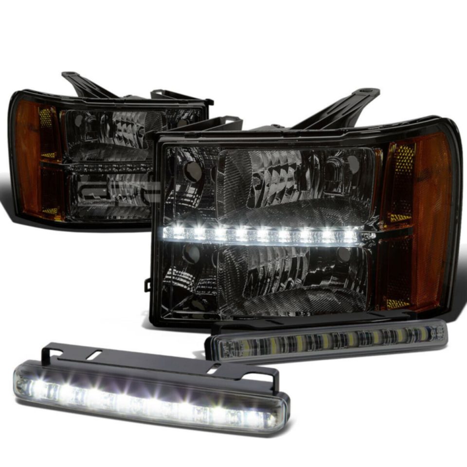 Thickened SMOKED CLEAR HEADLIGHT+LED+